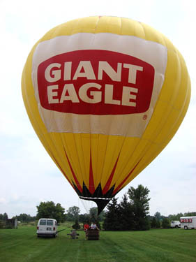 Hot air balloon with Giant Eagle ad